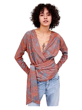 Zara red and blue sparkly wrap top